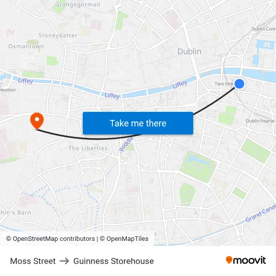 Moss Street to Guinness Storehouse map