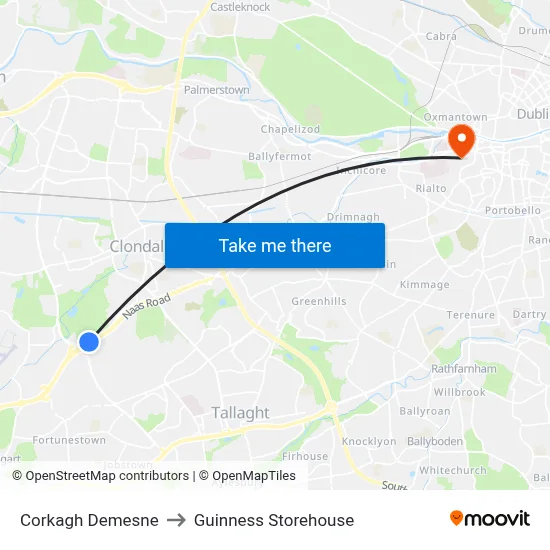Corkagh Demesne to Guinness Storehouse map