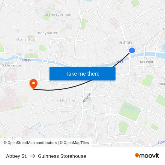 Abbey St. to Guinness Storehouse map