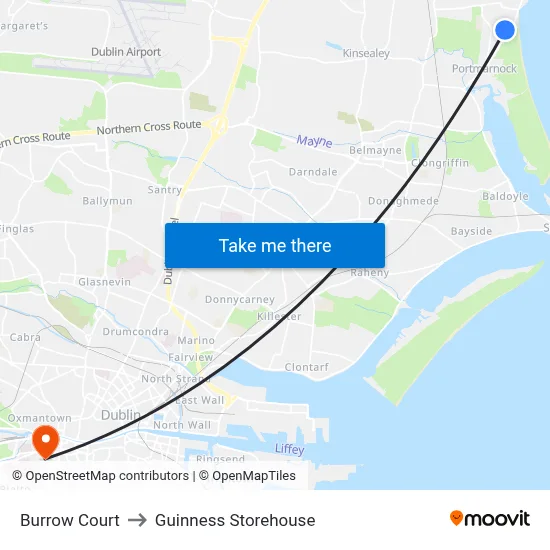 Burrow Court to Guinness Storehouse map