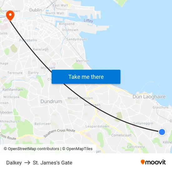 Dalkey to St. James's Gate map