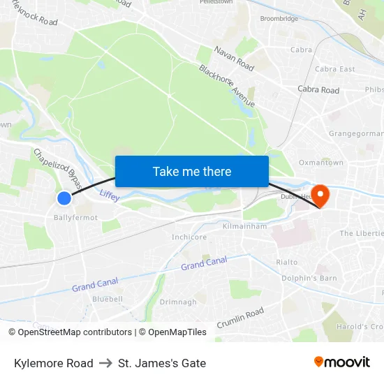 Kylemore Road to St. James's Gate map