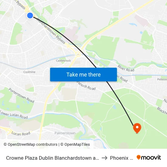Crowne Plaza Dublin Blanchardstown an IHG Hotel to Phoenix Park map