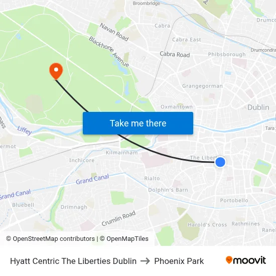 Hyatt Centric The Liberties Dublin to Phoenix Park map