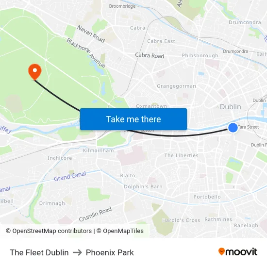 The Fleet Dublin to Phoenix Park map