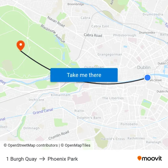 1 Burgh Quay to Phoenix Park map