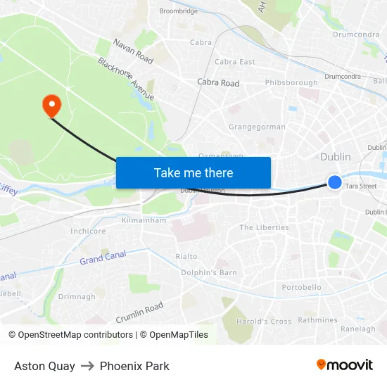 Aston Quay to Phoenix Park map