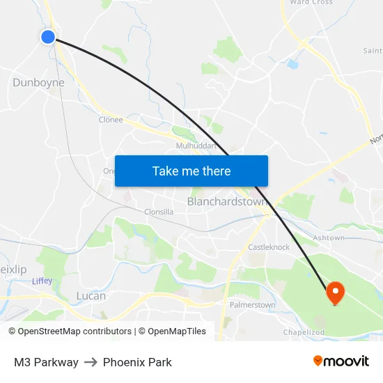 M3 Parkway to Phoenix Park map