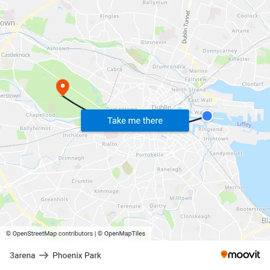 3arena to Phoenix Park map