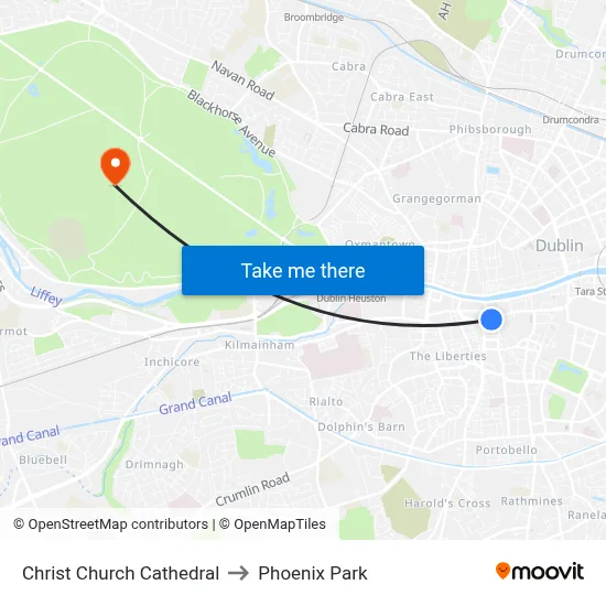 Christ Church Cathedral to Phoenix Park map