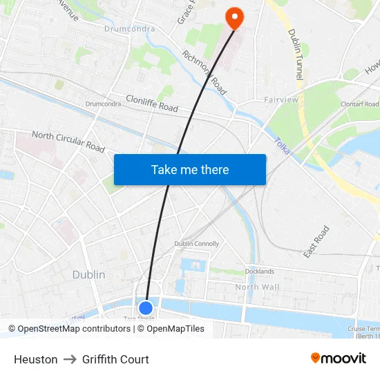 Heuston to Griffith Court map