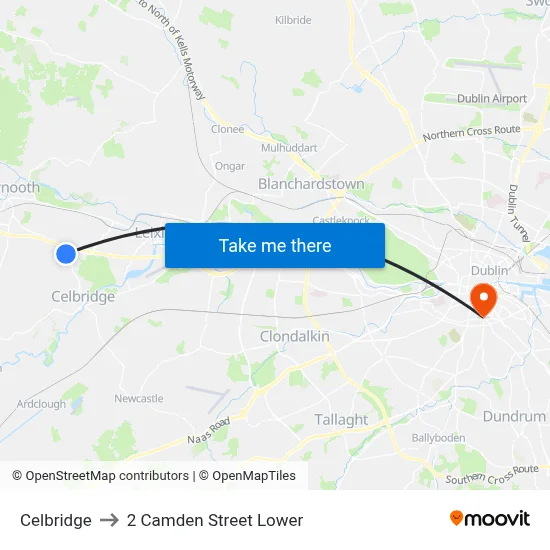 Celbridge to 2 Camden Street Lower map