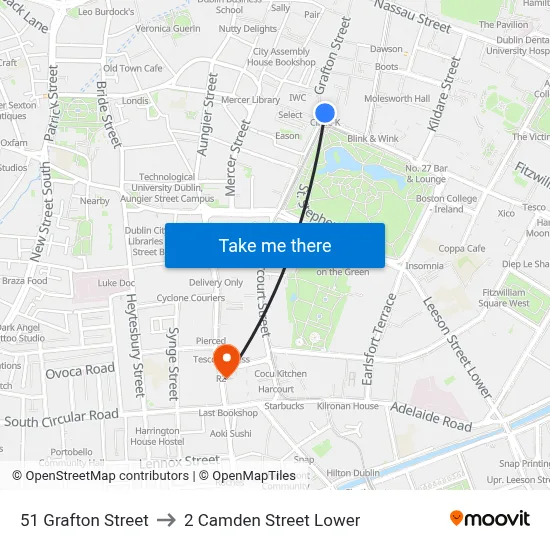 51 Grafton Street to 2 Camden Street Lower map