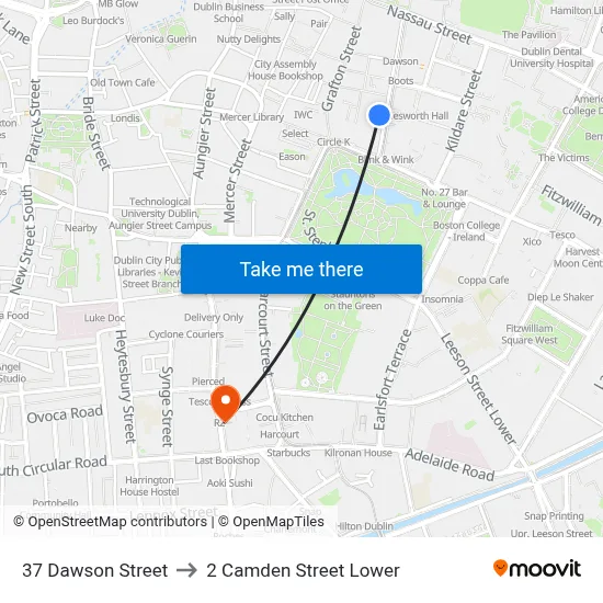 37 Dawson Street to 2 Camden Street Lower map