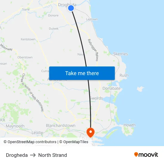 Drogheda to North Strand map