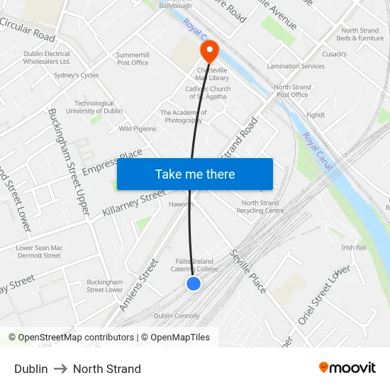 Dublin to North Strand map