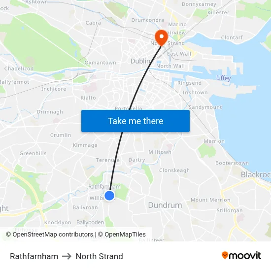Rathfarnham to North Strand map