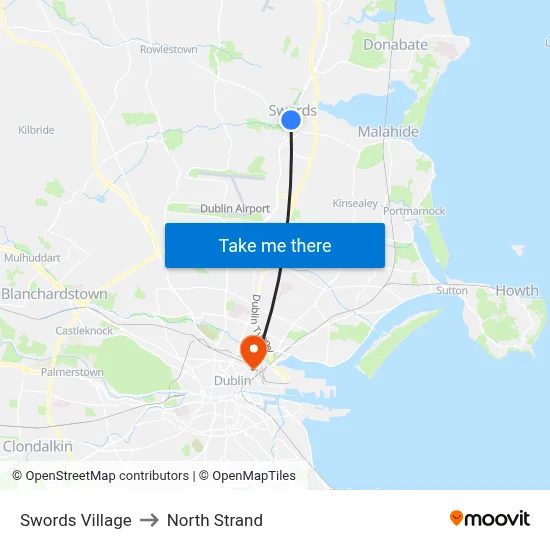 Swords Village to North Strand map