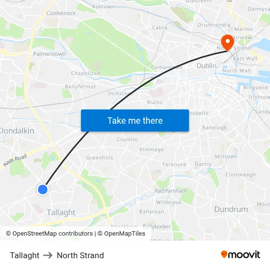 Tallaght to North Strand map