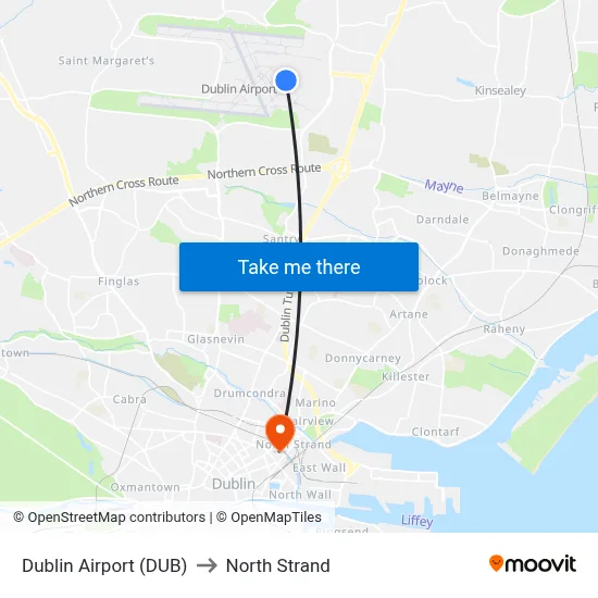 Dublin Airport (DUB) to North Strand map