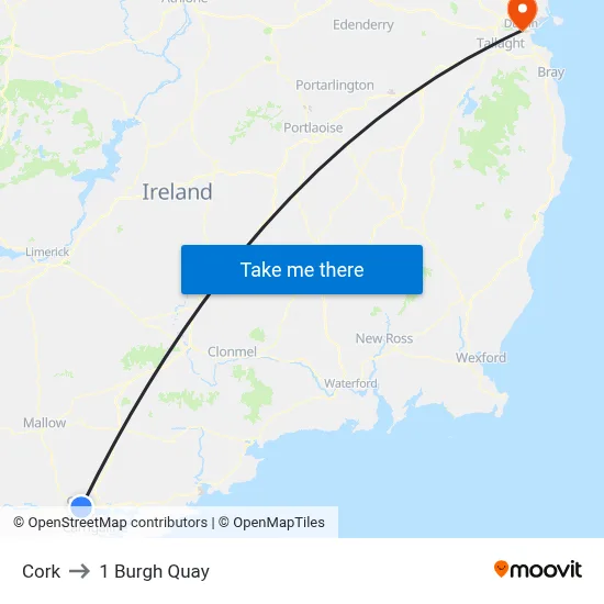 Cork to 1 Burgh Quay map