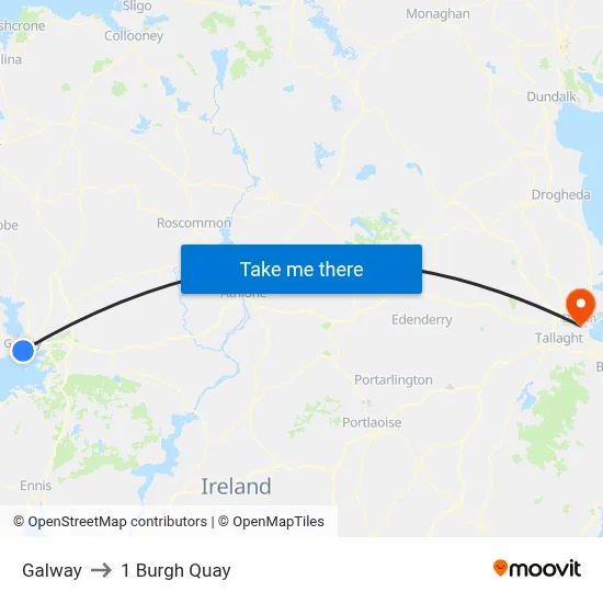Galway to 1 Burgh Quay map