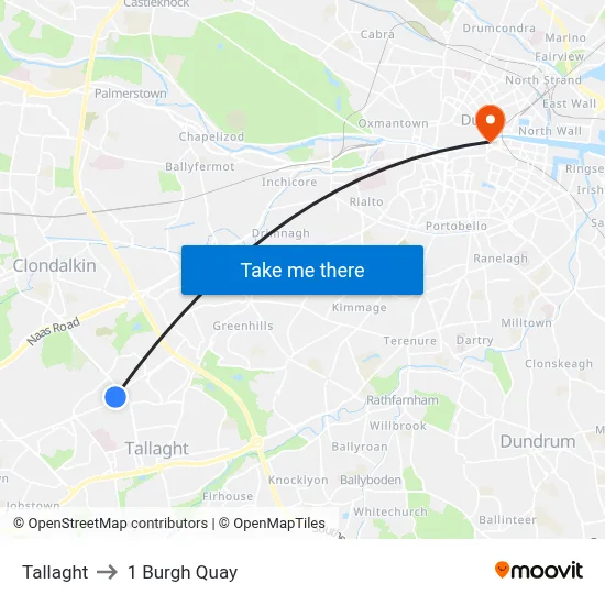 Tallaght to 1 Burgh Quay map