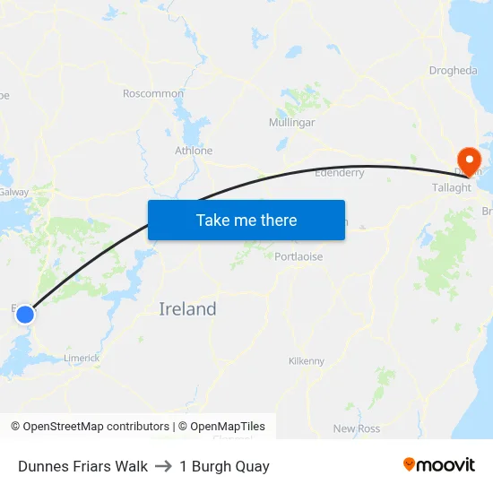 Dunnes Friars Walk to 1 Burgh Quay map