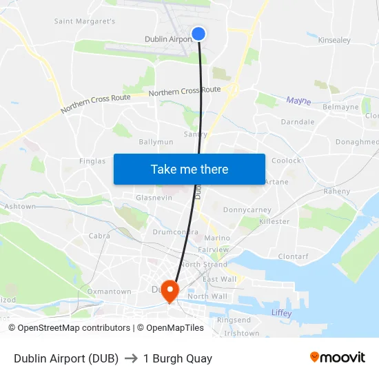 Dublin Airport (DUB) to 1 Burgh Quay map