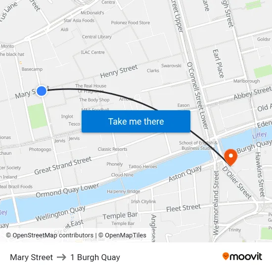 Mary Street to 1 Burgh Quay map