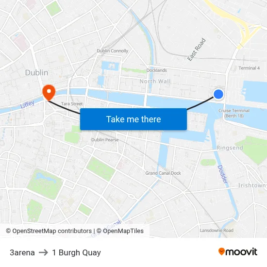 3arena to 1 Burgh Quay map