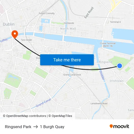 Ringsend Park to 1 Burgh Quay map