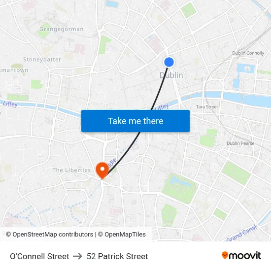 O'Connell Street to 52 Patrick Street map