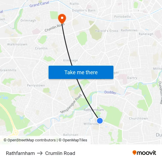Rathfarnham to Crumlin Road map