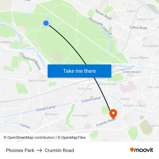 Phoinex Park to Crumlin Road map