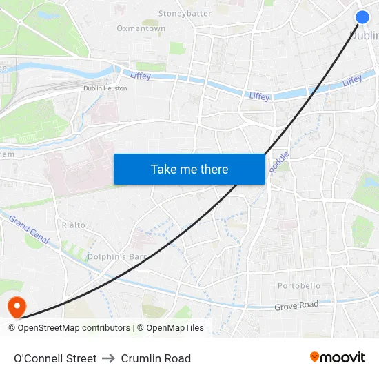 O'Connell Street to Crumlin Road map