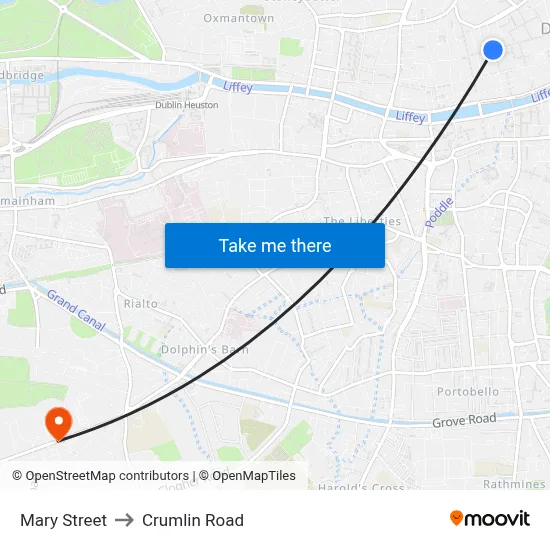 Mary Street to Crumlin Road map