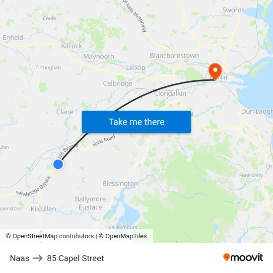 Naas to 85 Capel Street map