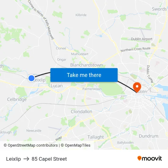 Leixlip to 85 Capel Street map