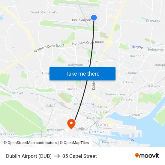 Dublin Airport (DUB) to 85 Capel Street map