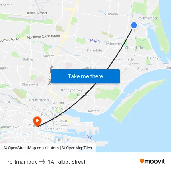 Portmarnock to 1A Talbot Street map