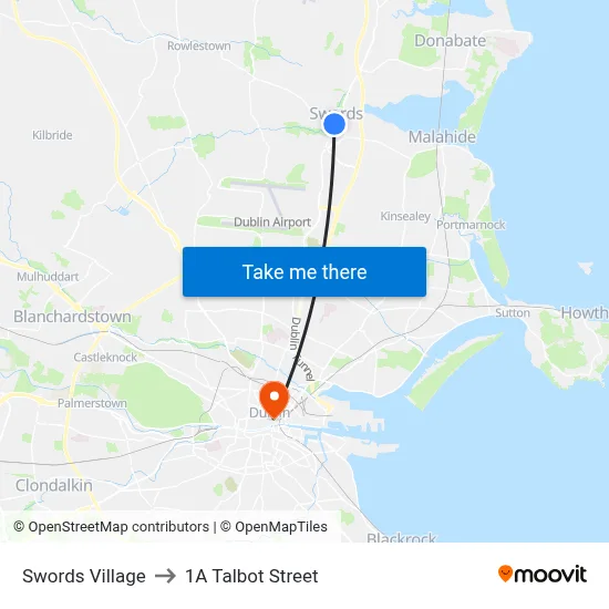 Swords Village to 1A Talbot Street map
