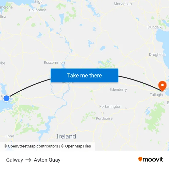 Galway to Aston Quay map
