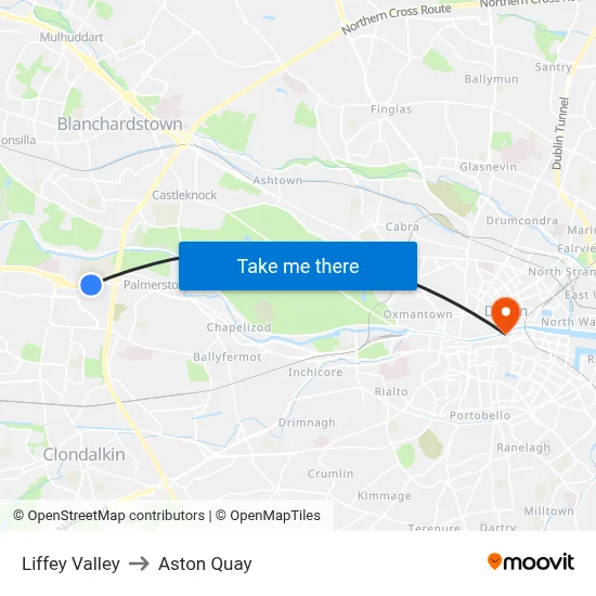 Liffey Valley to Aston Quay map