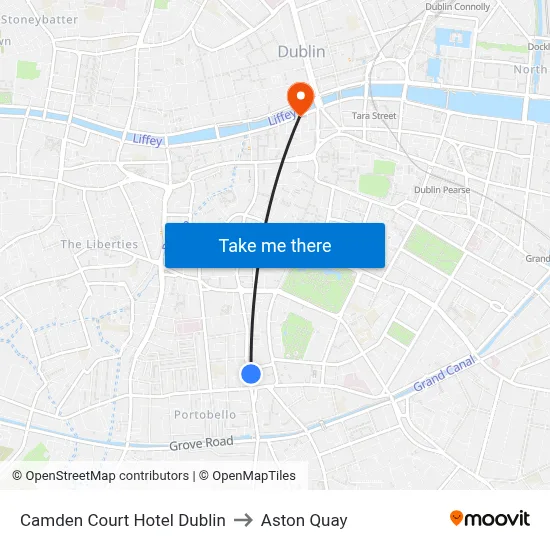 Camden Court Hotel Dublin to Aston Quay map