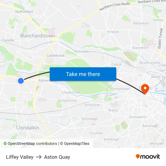 Liffey Valley to Aston Quay map
