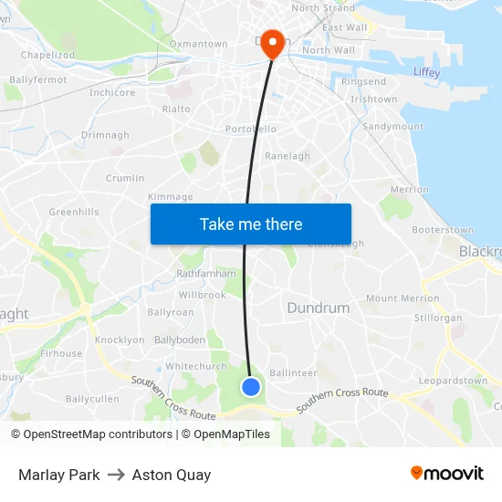Marlay Park to Aston Quay map