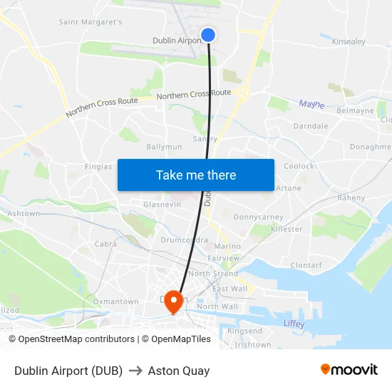 Dublin Airport (DUB) to Aston Quay map