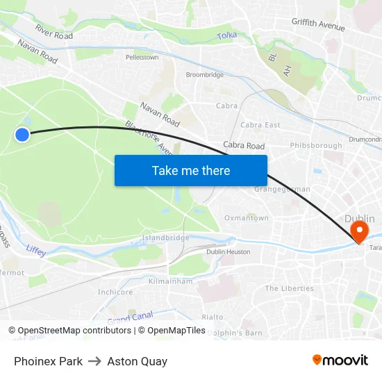 Phoinex Park to Aston Quay map
