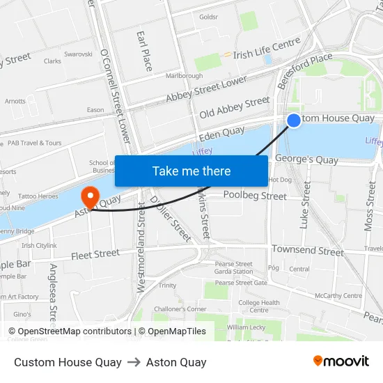Custom House Quay to Aston Quay map